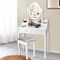 Costway Vanity Wood Makeup Dressing Table Stool Jewelry Desk 4 White
